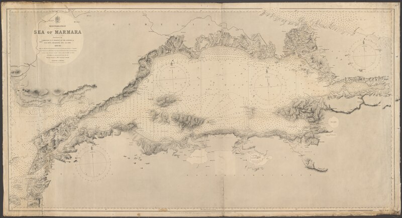 File:Admiralty Chart No 224 Mediterranean. Sea of Marmara - Surveyed by Commander W.J.L. Wharton and the officers of H.M. ships, Shearwater and Fawn 1879-80; engraved by Edwd. Weller, Published 1882.tiff