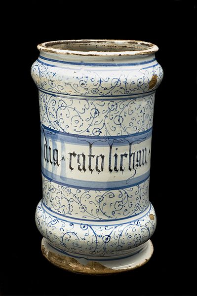 File:Albarello drug jar for the Universal Electuary, Italy, 1601- Wellcome L0057159.jpg