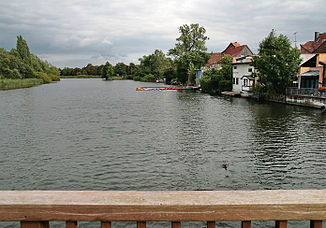 Näkymä Pfennig -sillasta Allerille Blumlagessa (Celle)