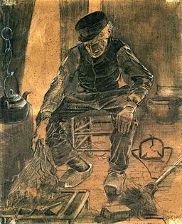 An Old Man Putting Dry Rice on the Hearth 1881 Vincent van Gogh