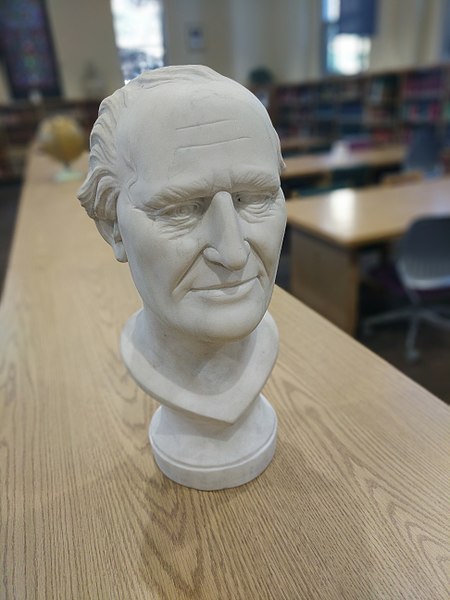 A bust of Archbishop John Ireland in the Ireland Memorial Library at the University of St. Thomas in St. Paul, Minnesota