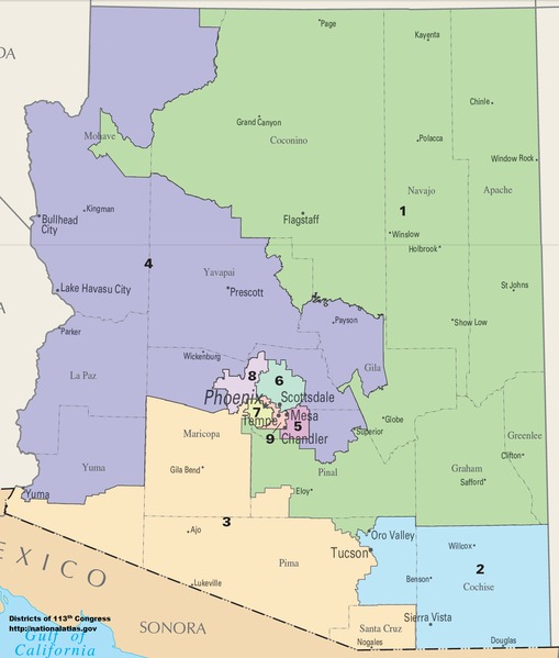 File:Arizona Congressional Districts, 113th Congress.tif