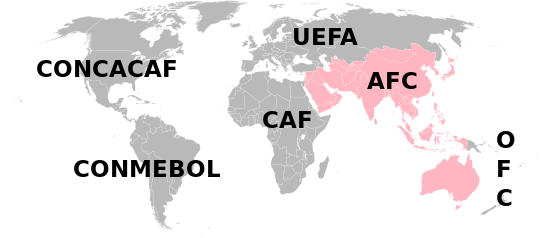 Lidstaten van de AFC weergegeven in roze