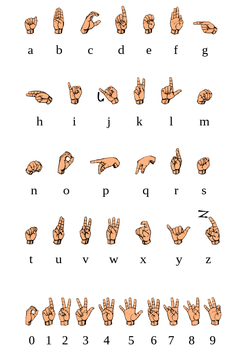 The American manual alphabet and numbers