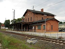 Station building, track side