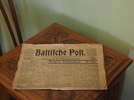 "Baltische Post" was a German language newspaper in Riga during the early 20th century.