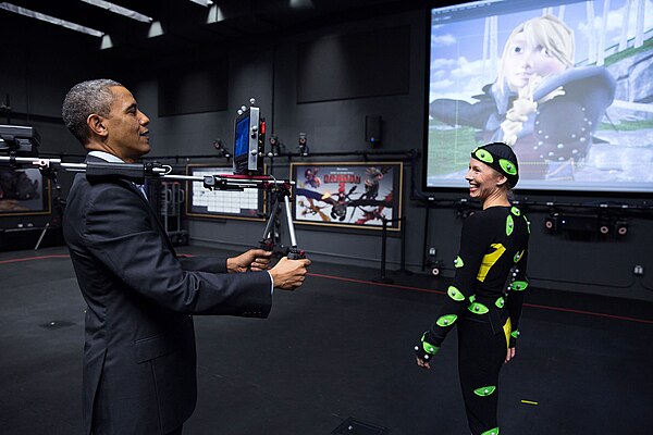 During a visit to DreamWorks Animation in November 2013, U.S. President Barack Obama tried a motion capture camera of the kind used to capture live-ac