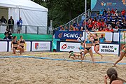 Deutsch: Beachhandball Europameisterschaften 2019 (Beach handball Euro); Tag 6: 7. Juli 2019 – Frauenfinale, Dänemark-Ungarn 2:0 (18:12, 23:22) English: Beach handball Euro; Day 6: 7 July 2019 – Women's Final – Denmark-Hungary 2:0 (18:12, 23:22)