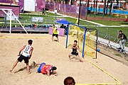 Deutsch: Beachhandball bei den Olympischen Jugendspielen 2018; Tag 3, 9. Oktober 2018; Jungs, Vorrunde, Gruppe A - Ungarn-Thailand 2:1 English: Beach handball at the 2018 Summer Youth Olympics at 9 October 2018 – Girls Preliminary Round Group A‎ – Hungary-Thailand 2:1