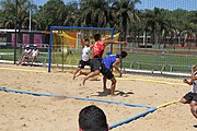 Deutsch: Beachhandball bei den Olympischen Jugendspielen 2018; Tag 4, 10. Oktober 2018; Jungs, Vorrunde, Gruppe A - Chinese Taipei (Taiwan)-Thailand 0:2 English: Beach handball at the 2018 Summer Youth Olympics at 10 October 2018 – Boys Preliminary Round Group A‎ – Chinese Taipei-Thailand 0:2