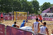 Deutsch: Beachhandball bei den Olympischen Jugendspielen 2018 in Buenos Aires; Tag 7, 13. Oktober 2018; Jungen, Halbfinale – Spanien-Kroatien 2:1 English: Beach handball at the 2018 Summer Youth Olympics in Buenos Aires at 13 October 2018 – Boys Semifinal – Spain-Croatia 2:1 Español: Handball de playa en los Juegos Olimpicos de la Juventud Buenos Aires 2018 en 13 de octubre de 2018 – Semifinales de chicos - España-Croacia 2:1