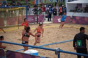 Deutsch: Beachhandball bei den Olympischen Jugendspielen 2018; Tag 5, 10. November 2018; Mädchen, Hauptrunde - Chinese Taipei (Taiwan)-Niederlande 1:2 English: Beach handball at the 2018 Summer Youth Olympics at 11 October 2018 – Girls Main Round – Chinese Taipei (Taiwan)-Netherlands 1:2