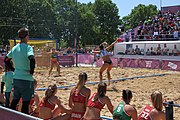 Deutsch: Beachhandball bei den Olympischen Jugendspielen 2018 in Buenos Aires; Tag 7, 13. Oktober 2018; Mädchen, Halbfinale – Ungarn-Argentinien 1:2 English: Beach handball at the 2018 Summer Youth Olympics in Buenos Aires at 13 October 2018 – Girls Semifinal – Hungary-Argentina 1:2 Español: Handball de playa en los Juegos Olimpicos de la Juventud Buenos Aires 2018 en 13 de octubre de 2018 – Semifinales Femeninas - Hungría-Argentina 1:2