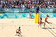 Deutsch: Beachvolleyball bei den Olympischen Jugendspielen 2018; Tag 9, 15. Oktober 2018; Mädchen, Viertelfinale: Italien-China 2–0 (21–16/21–9) English: Beach volleyball at the 2018 Summer Youth Olympics at 15 October 2018 – Girls Quarterfinals: Italy-China 2–0 (21–16/21–9)