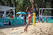 Deutsch: Beachvolleyball bei den Olympischen Jugendspielen 2018; Tag 8, 14. Oktober 2018; Mädchen, Achtelfinale – Bolivien-Puerto Rico 0:2 (18–21/18–21 ) English: Beach volleyball at the 2018 Summer Youth Olympics at 14 October 2018 – Girls Round of 16 – Bolivia-Puerto Rico 0:2 (18–21/18–21 )