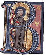 Bernard of Clairvaux, in a medieval illuminated manuscript