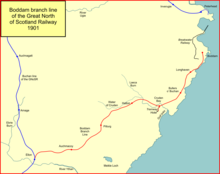 System map of the Boddam branch railway, Aberdeenshire Boddam branch.png