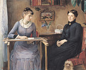 Thuis of intimiteit, zelfportret met haar moeder, 1884