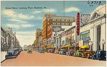 An early 20th century postcard of Hazleton Broad Street, looking west, Hazelton, Pa (63719).jpg