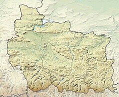 Mapa konturowa obwodu Gabrowo, na dole nieco na prawo znajduje się punkt z opisem „Gabrowo”