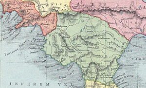 Teil einer alten Karte des römischen Lukaniens
