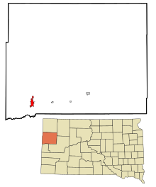 Butte County South Dakota Incorporated and Unincorporated areas Belle Fourche Highlighted.svg