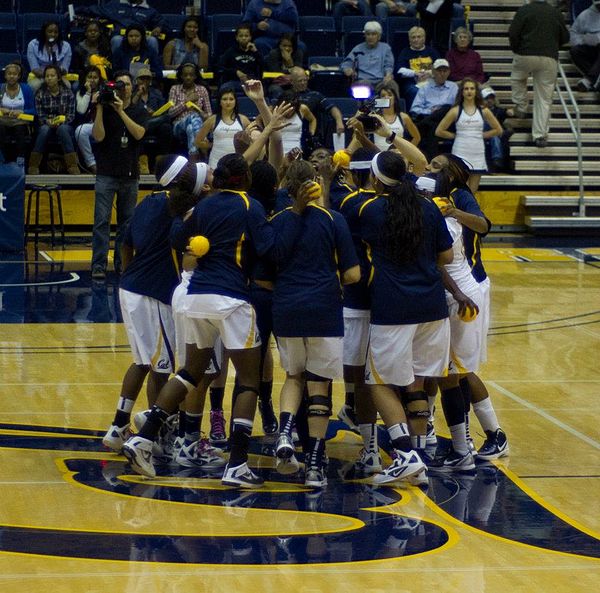 The 2012 Cal Women's Basketball team before a game