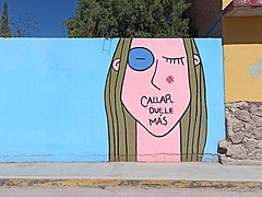 Callar duele más - Mural contra la violencia de género (El Llanito, Guanajuato).jpg