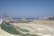 Northern end of the Canal of Xerxes, now filled up.