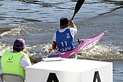 Deutsch: Kanusport bei den Olympischen Jugendspielen 2018; Tag 10, 16. Oktober 2018; Finale Jungen Einer-Kajak-Slalom: Lan Tominc (Slowenien, Gold) - Guan Changheng (China, Silber) - Tom Bouchardon (Frankreich, Bronze) English: Canoeing at the 2018 Summer Youth Olympics at 16 October 2018 – Boys' K1 slalom Gold Medal Race: Lan Tominc (Slovenia, gold) - Guan Changheng (China, silver) - Tom Bouchardon (France, bronze)