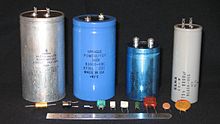 Examples of different types of capacitors Capacitors Various.jpg