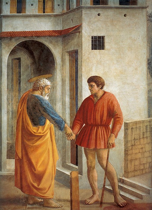 Cappella brancacci, Pagamento del tributo, dettaglio (restaurato), Masaccio