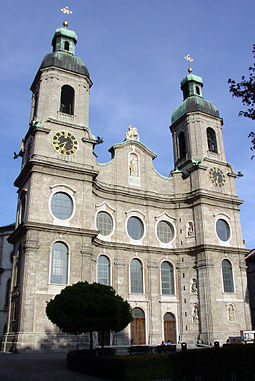 Innsbruck Cathedral (Dom zu St. Jakob) Cathedral of St. James Facade 1.jpg