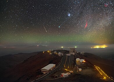 C/2014 Q2 glowing green over La Silla Observatory