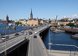 Centralbron bridge between Södermalm and Norrmalm in Stockholm, Sweden