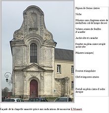 Fachada de la capilla de la escuela secundaria con conceptos arquitectónicos.