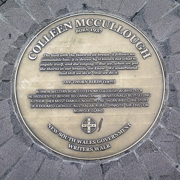 File:Colleen Mccullough Sydney Writers Walk plaque.jpg