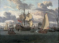 Petar Veliki na fregati "Petar i Pavle". (Abraham Storck, 1708)
