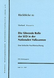 DSS-Arbeitspapiere, SED in der NVA, Heft 33, 1997, Umschlag.