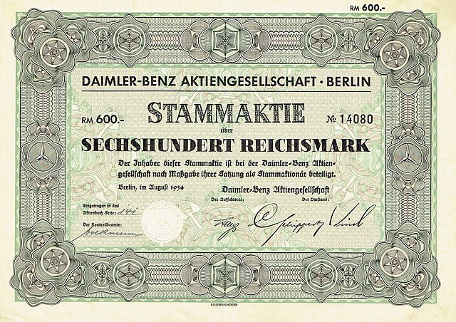 Share of the Daimler-Benz AG, issued August 1934
