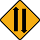 File:Diamond road sign two-way traffic lanes.svg