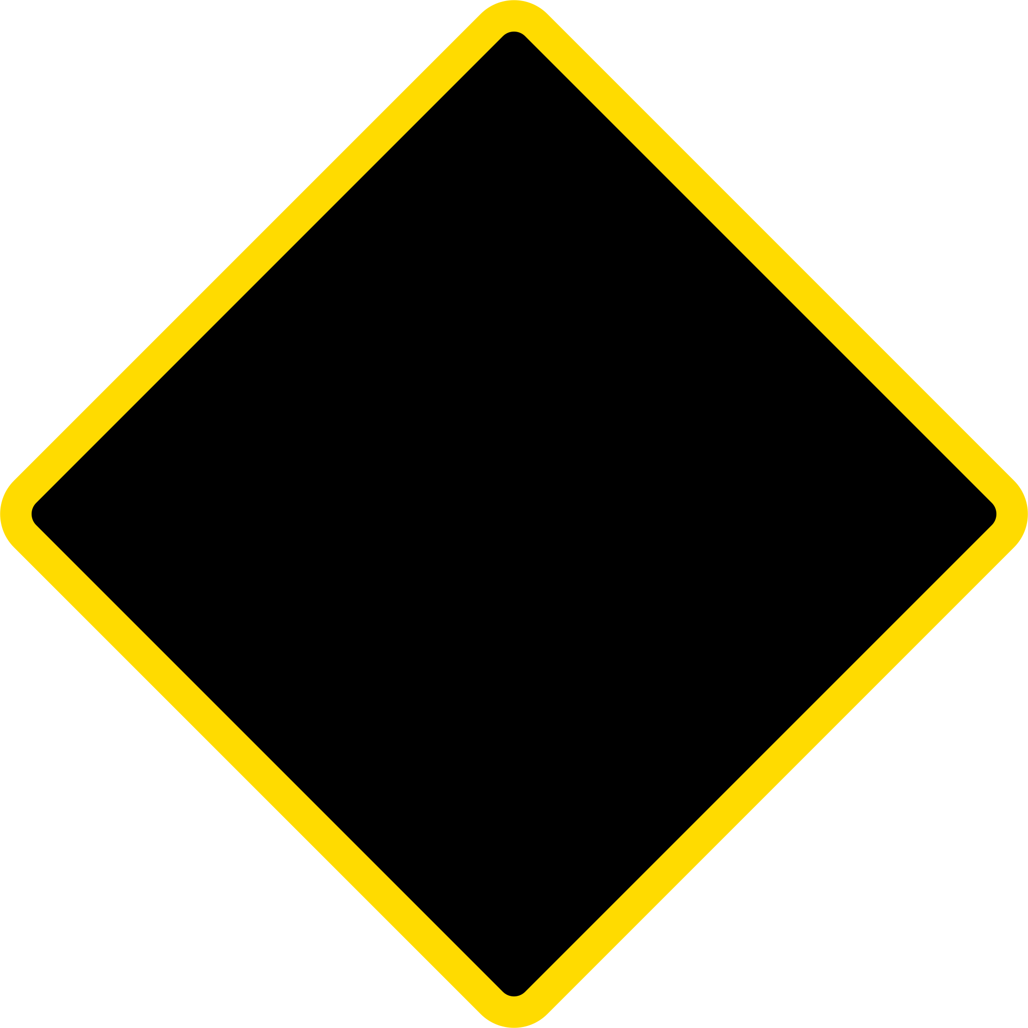 blank yellow diamond road sign