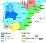 Linguistic map: This shows the Linguistic variation of the Iberian Peninsula at about 200 BC (at the end of the Second Punic War). Ethnographic Iberia 200 BCE.PNG