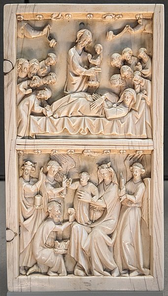 File:Feuillet droit d'un diptyque avec scènes de la Mort de la Vierge et de l'Adoration des Mages - Musée du Louvre Objets d'art OA 9330.jpg