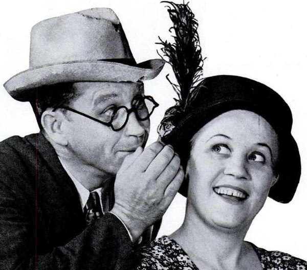 With wife Marian, as Fibber McGee and Molly