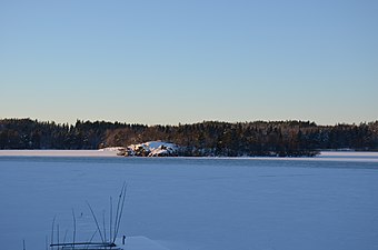 Fläsket vintertid sedd från Lyran i Bredäng.