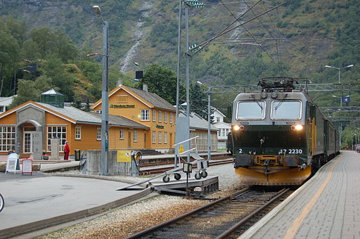 Flåmsbana train at Flåm Station