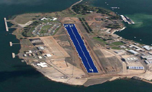 Conceptual design for photovoltaic panels covering the historic runway on Ford Island Ford Island photovoltaic panels concept.png