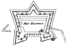 Plan of Fort Griswold, sketched by a British officer. Fort Griswold plan.gif