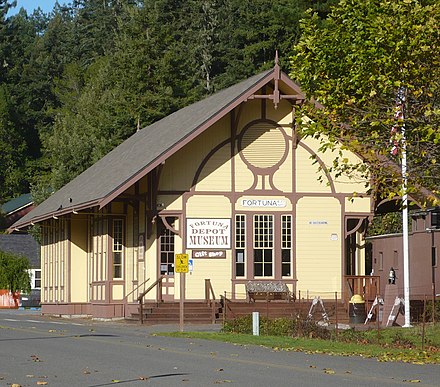 The former Northwestern Pacific Railroad depot